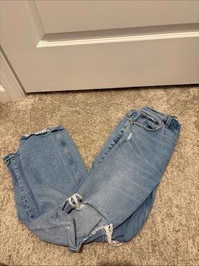 Abercrombie & Fitch Light Blue Distressed Straight-Leg Jeans